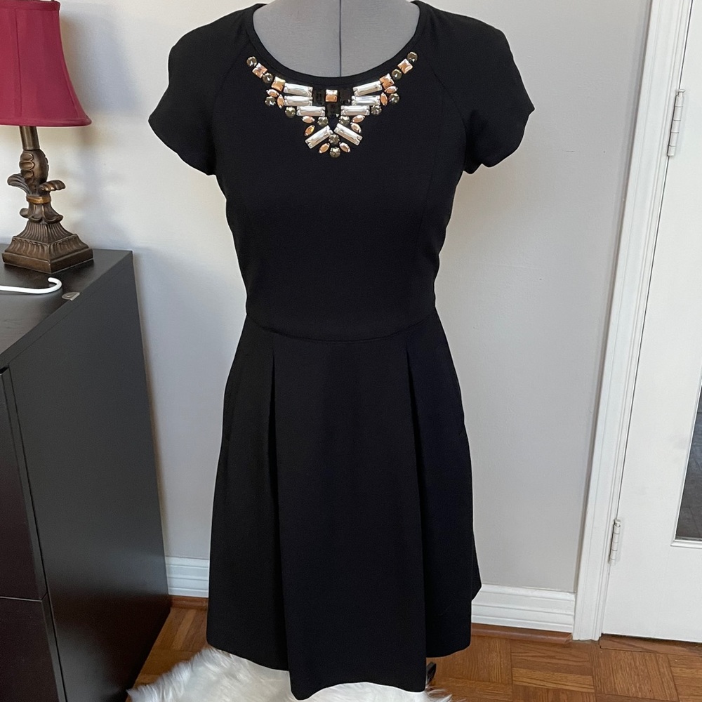 BR Black jeweled neck dress. size 0